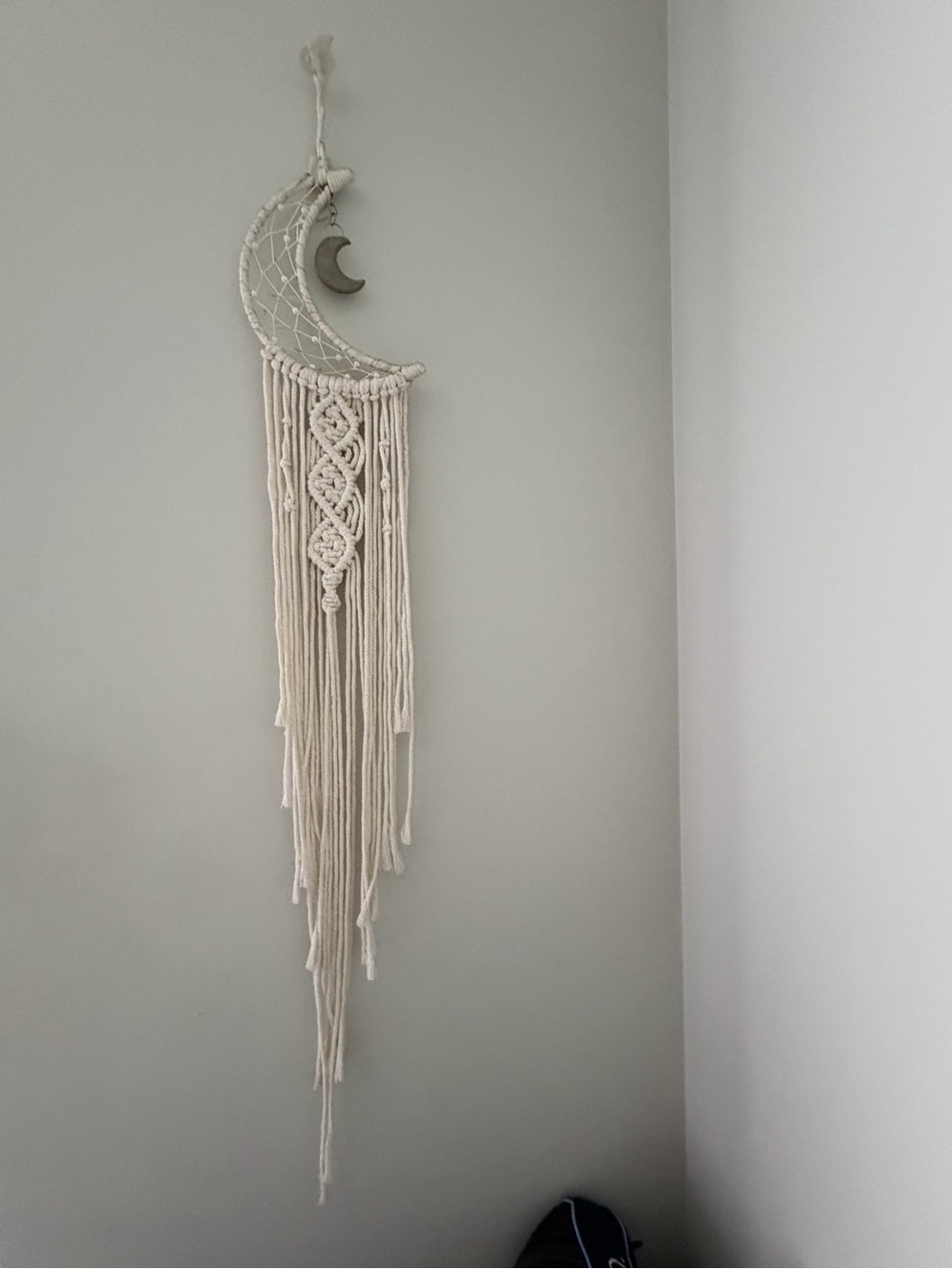 Bohemian Cream Crescent Moon Macramé Wall Hanging